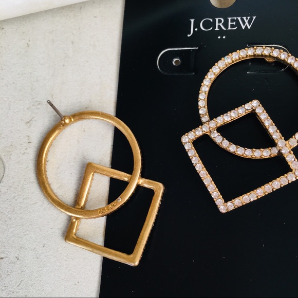 J. CREW Pavé Circle and Square Earrings - Picture 7 of 8